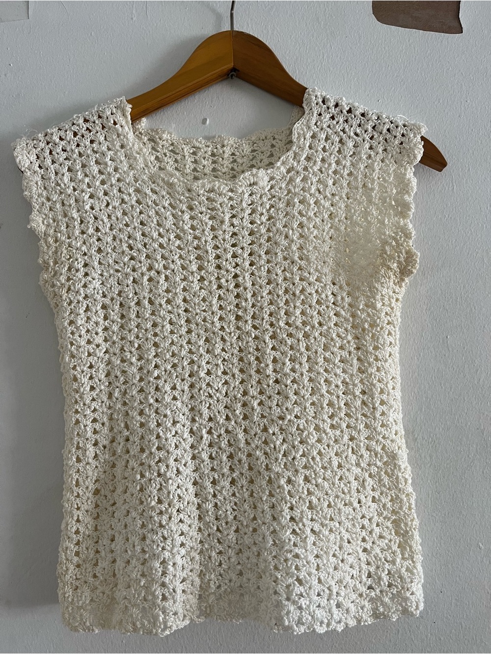 Handmade Cream Crochet Sleeveless Top